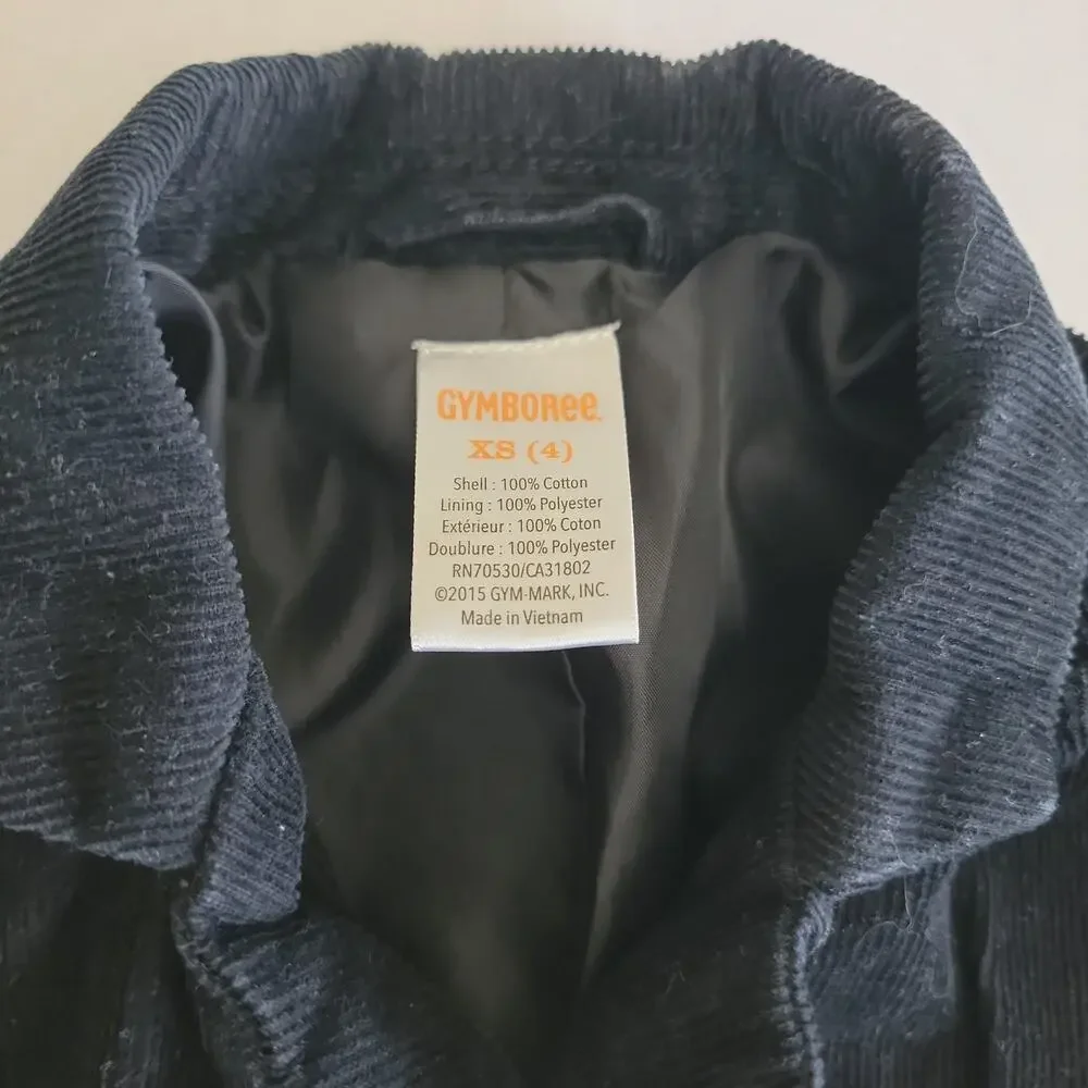 Gymboree Boys Black Corduroy Blazer Jacket - Size XS (4)